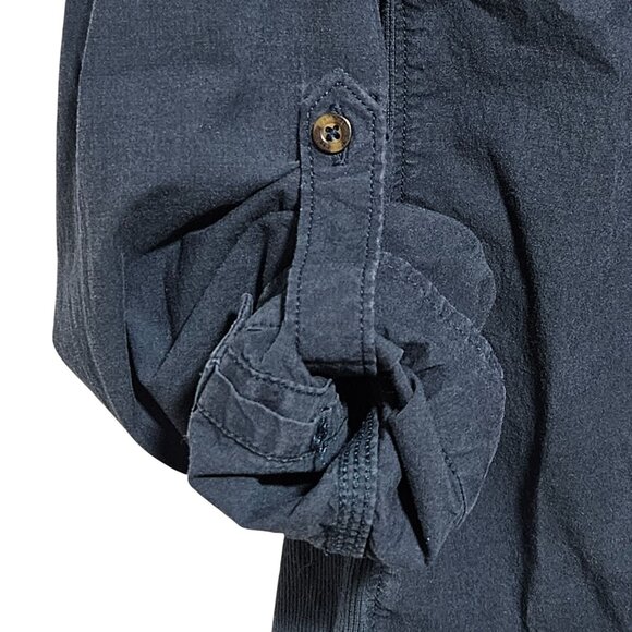 Carhartt Button Front Shirt Womens Size Large Teal Blue Roll Tab Sleeve - Picture 4 of 6